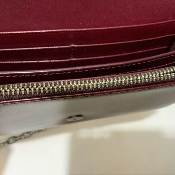 TORY BURCH Red orange Leather Robinson Chain Link Crossbody Wallet - Picture 12 of 16